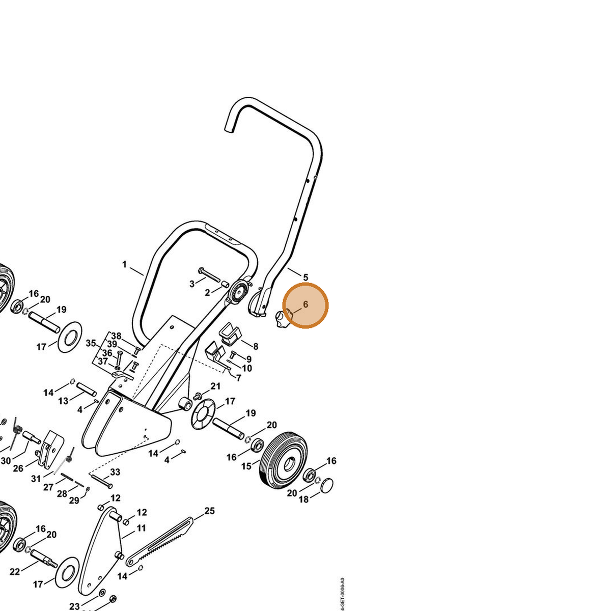 STIHL part 9571-930-0207 — IPL diagram snippet (6x zoom, amber highlight)