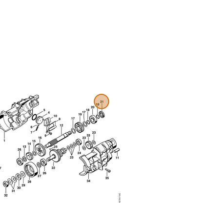STIHL part 9630-003-1698 — IPL diagram snippet (6x zoom, amber highlight)