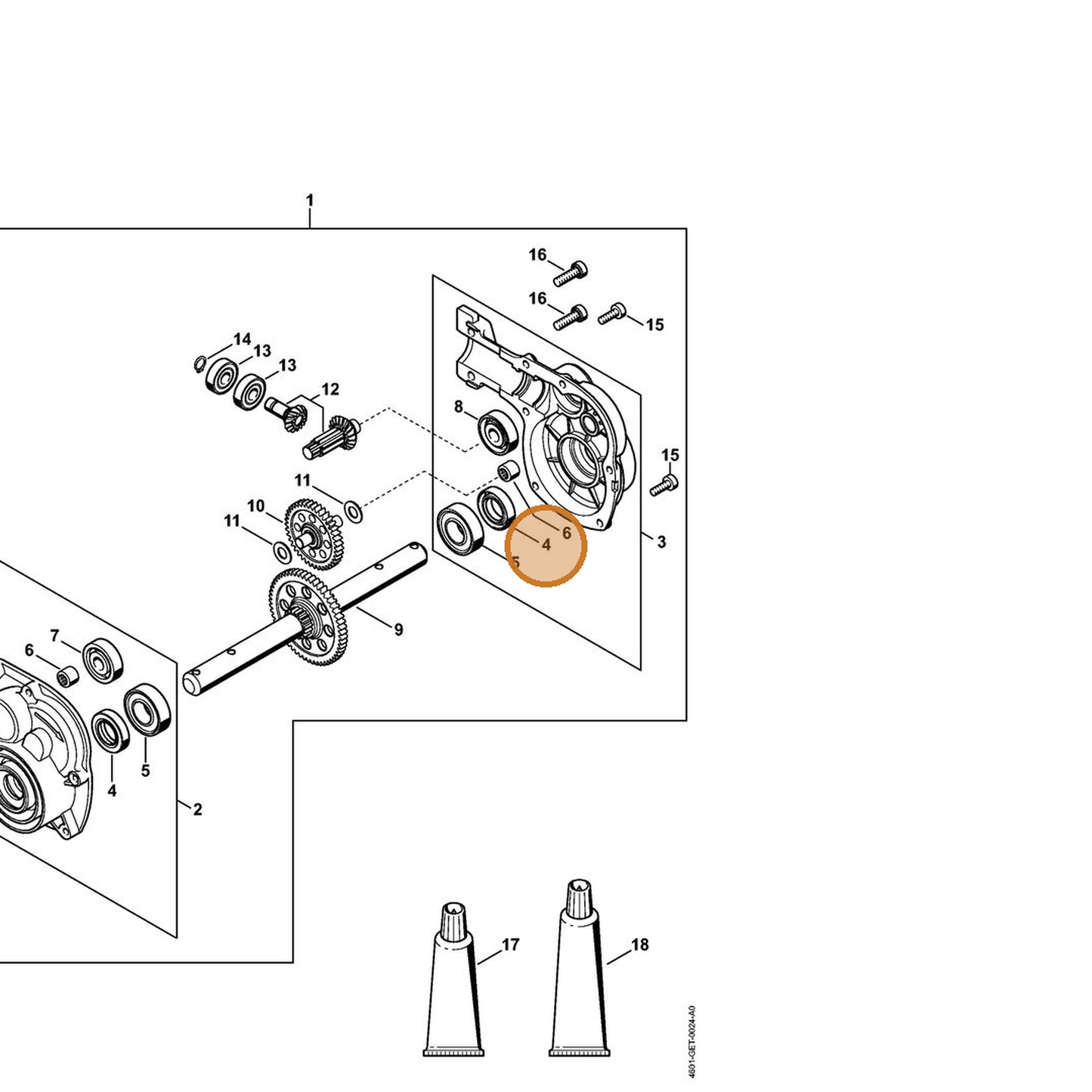 STIHL part 9630-003-1747 — IPL diagram snippet (6x zoom, amber highlight)