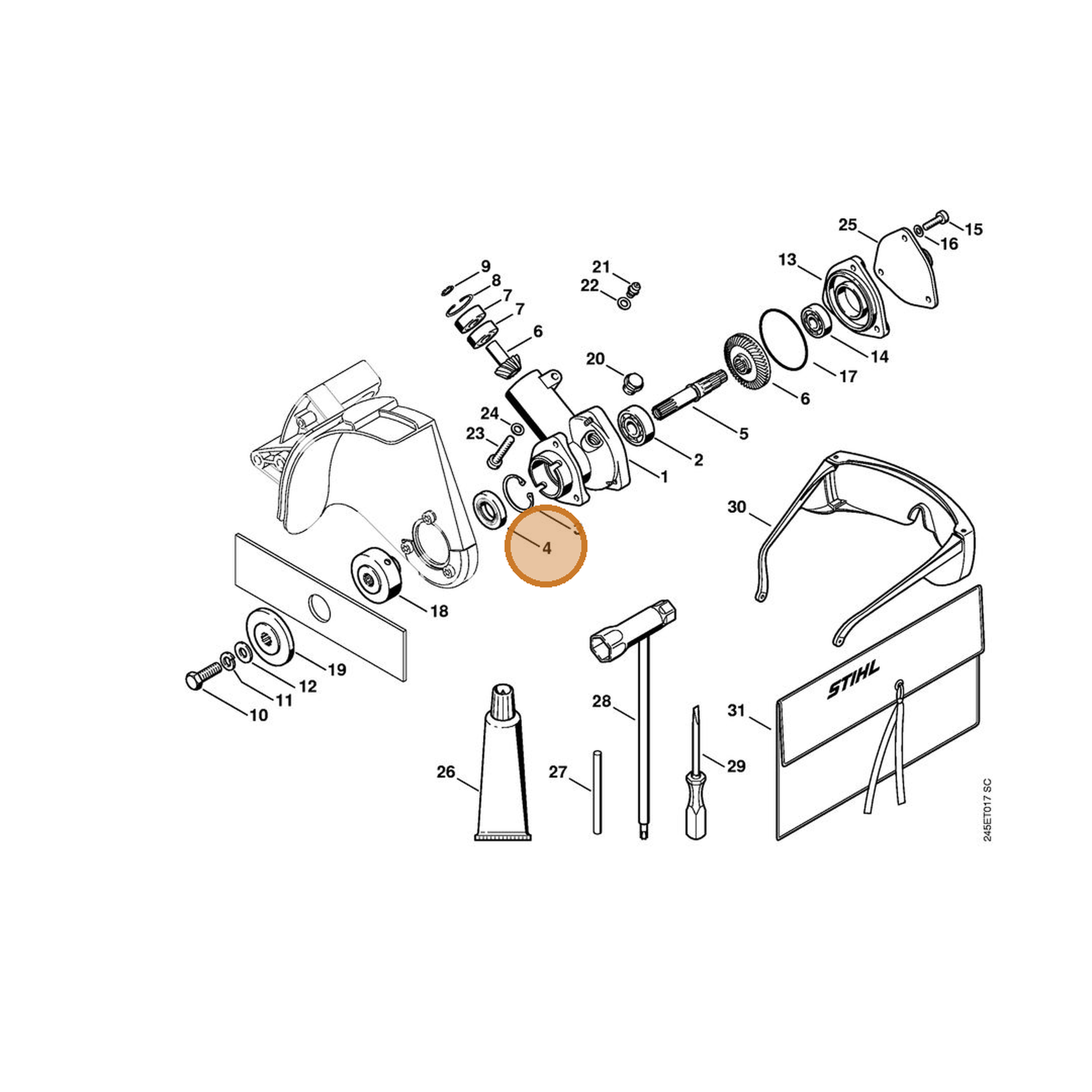 STIHL part 9630-003-1748 — IPL diagram snippet (6x zoom, amber highlight)