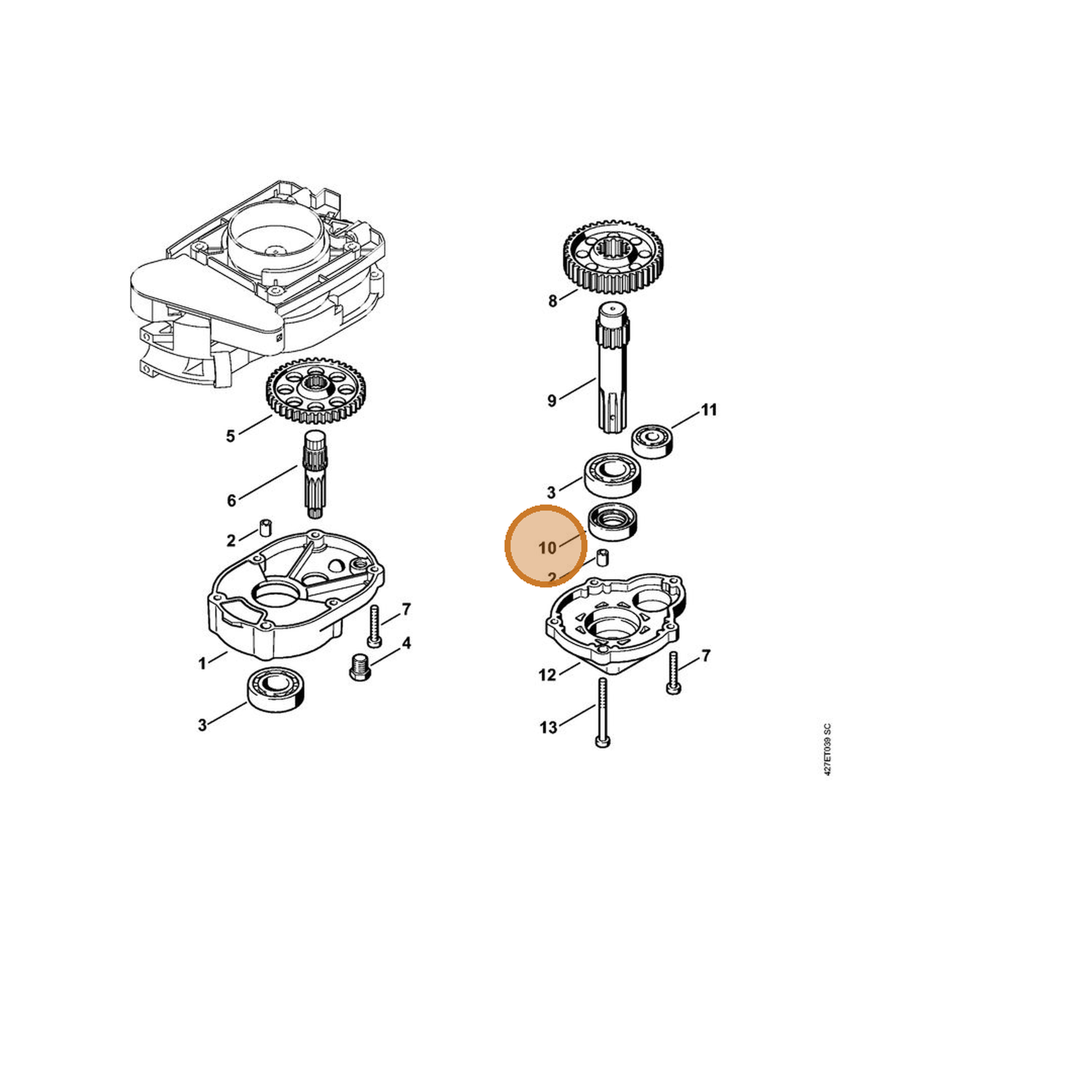 STIHL part 9630-003-3616 — IPL diagram snippet (6x zoom, amber highlight)