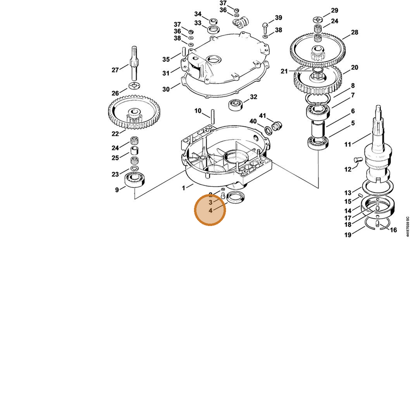 STIHL part 9633-003-3940 — IPL diagram snippet (6x zoom, amber highlight)