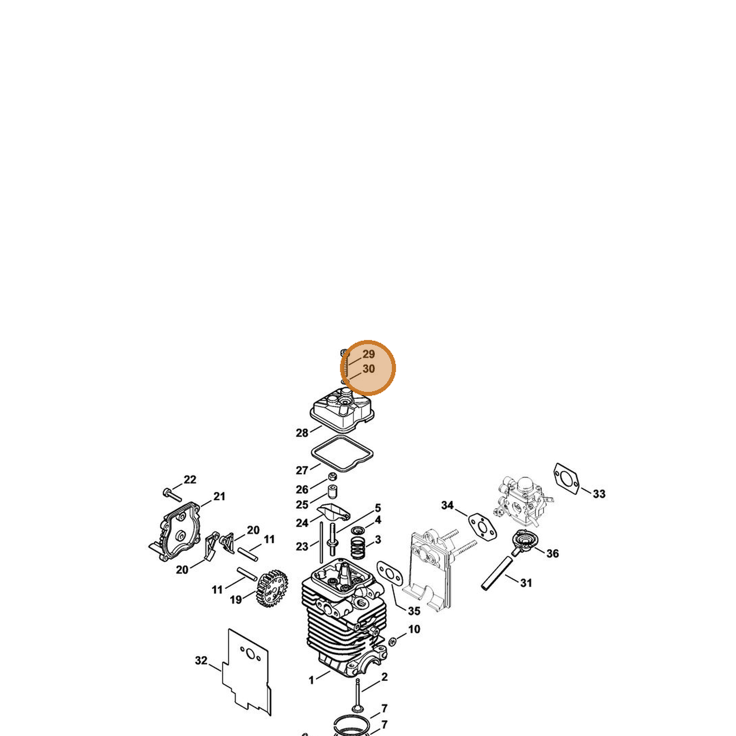 STIHL part 9636-815-0270 — IPL diagram snippet (6x zoom, amber highlight)