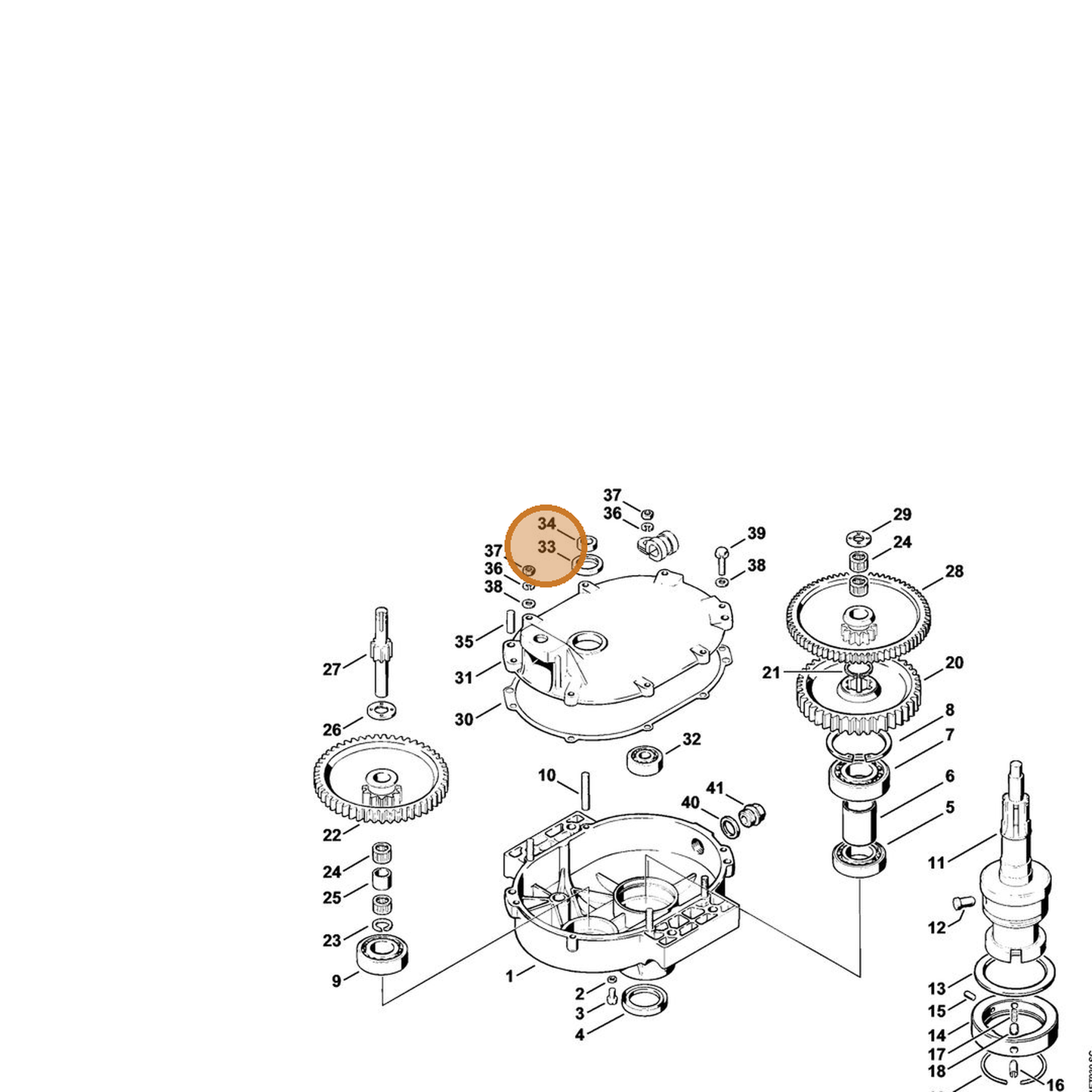 STIHL part 9639-003-2210 — IPL diagram snippet (6x zoom, amber highlight)