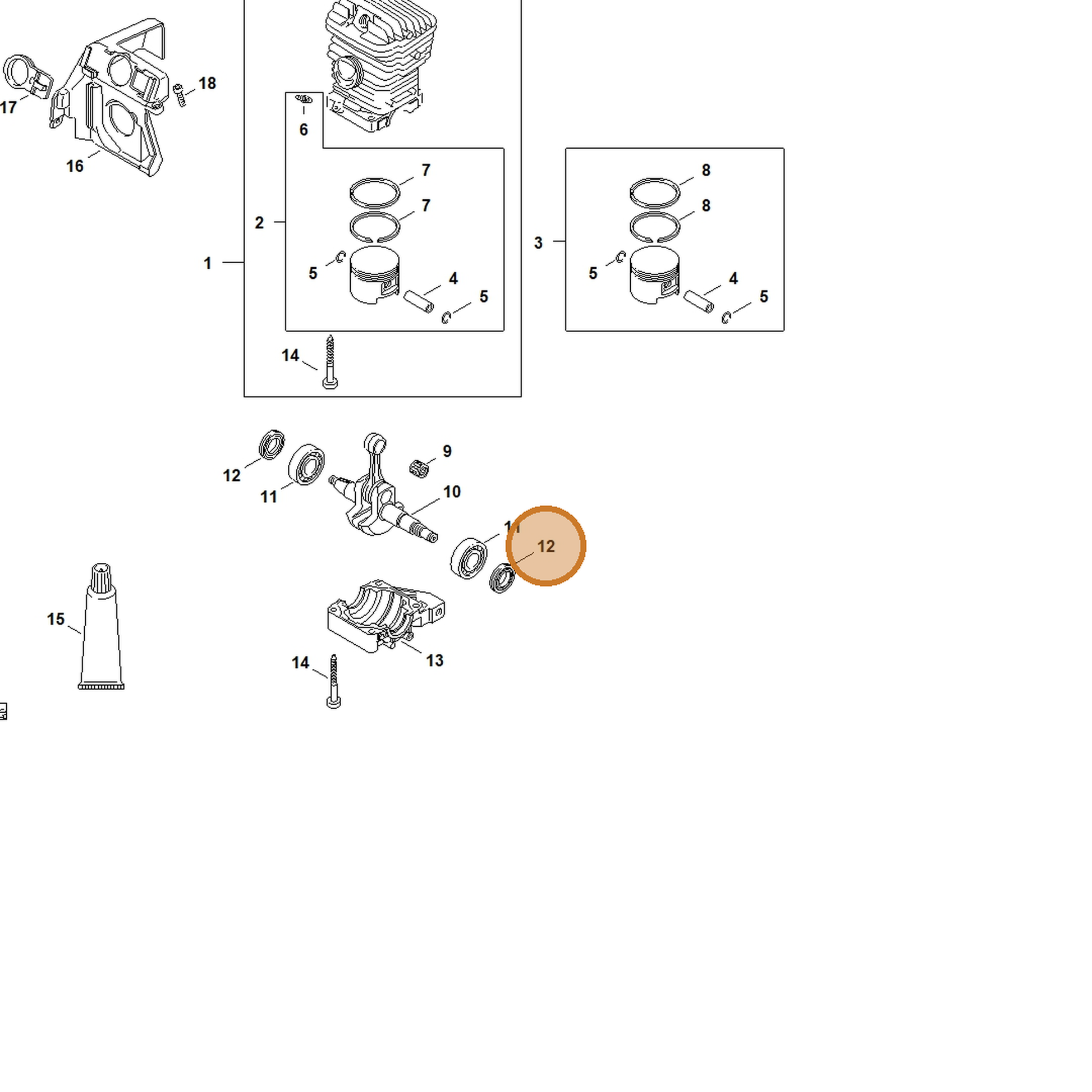 STIHL part 9639-010-1743 — IPL diagram snippet (6x zoom, amber highlight)