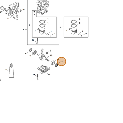 STIHL part 9639-010-1743 — IPL diagram snippet (6x zoom, amber highlight)