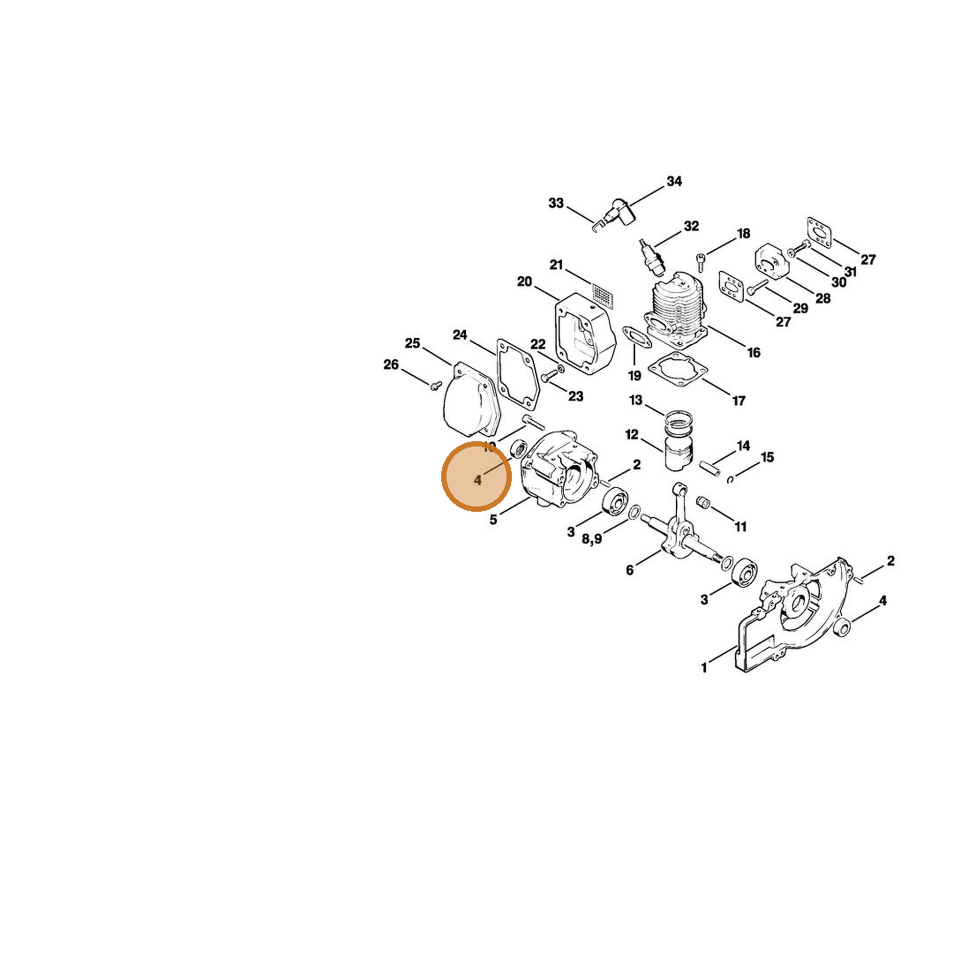 STIHL part 9640-003-1195 — IPL diagram snippet (6x zoom, amber highlight)
