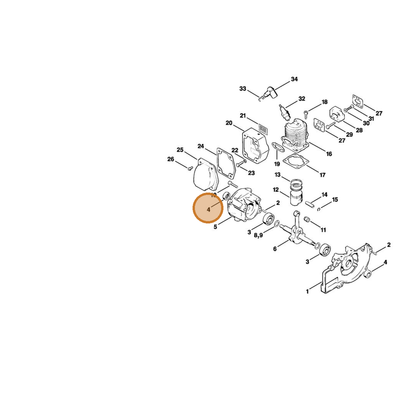 STIHL part 9640-003-1195 — IPL diagram snippet (6x zoom, amber highlight)