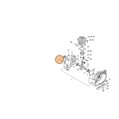 STIHL part 9640-003-1280 — IPL diagram snippet (6x zoom, amber highlight)