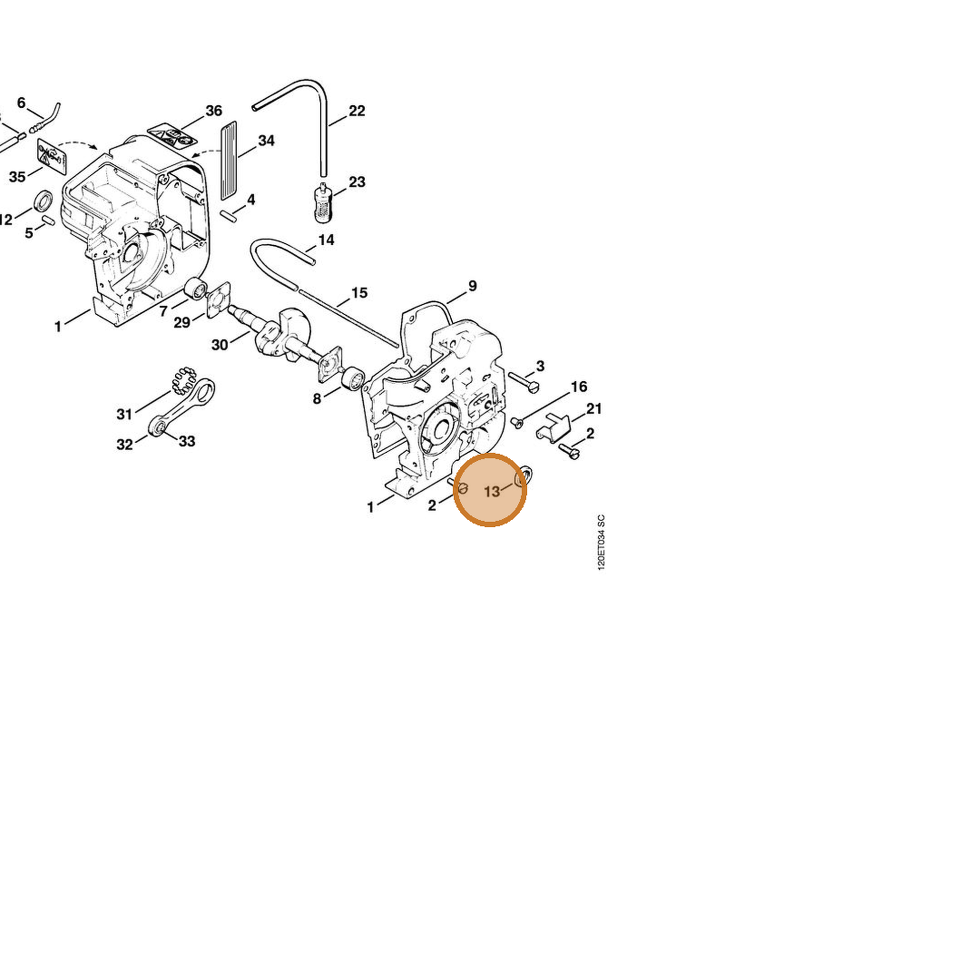 STIHL part 9640-003-1330 — IPL diagram snippet (6x zoom, amber highlight)