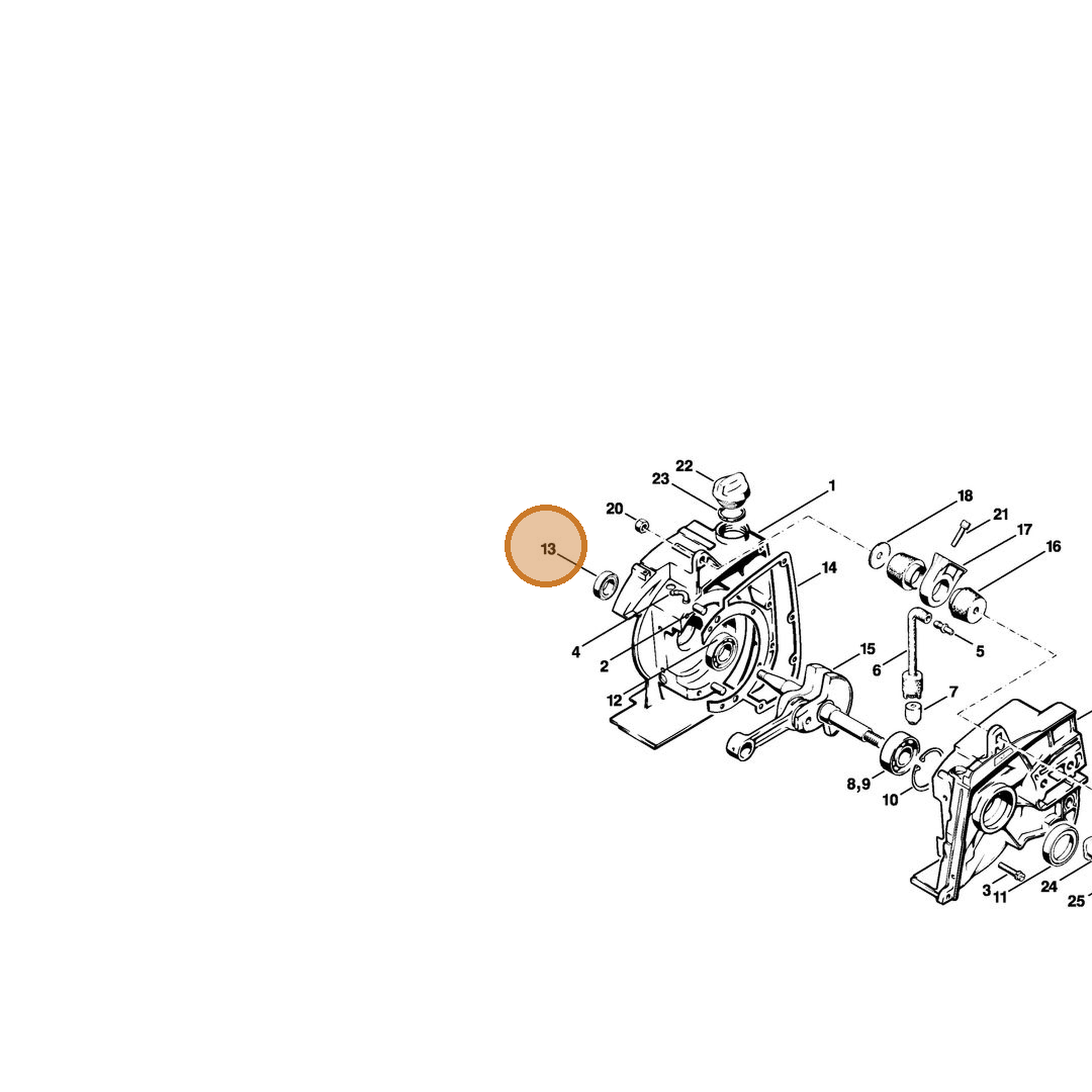 STIHL part 9640-003-1570 — IPL diagram snippet (6x zoom, amber highlight)