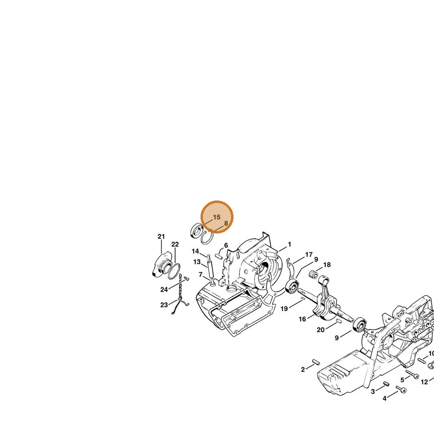 STIHL part 9640-003-1610 — IPL diagram snippet (6x zoom, amber highlight)