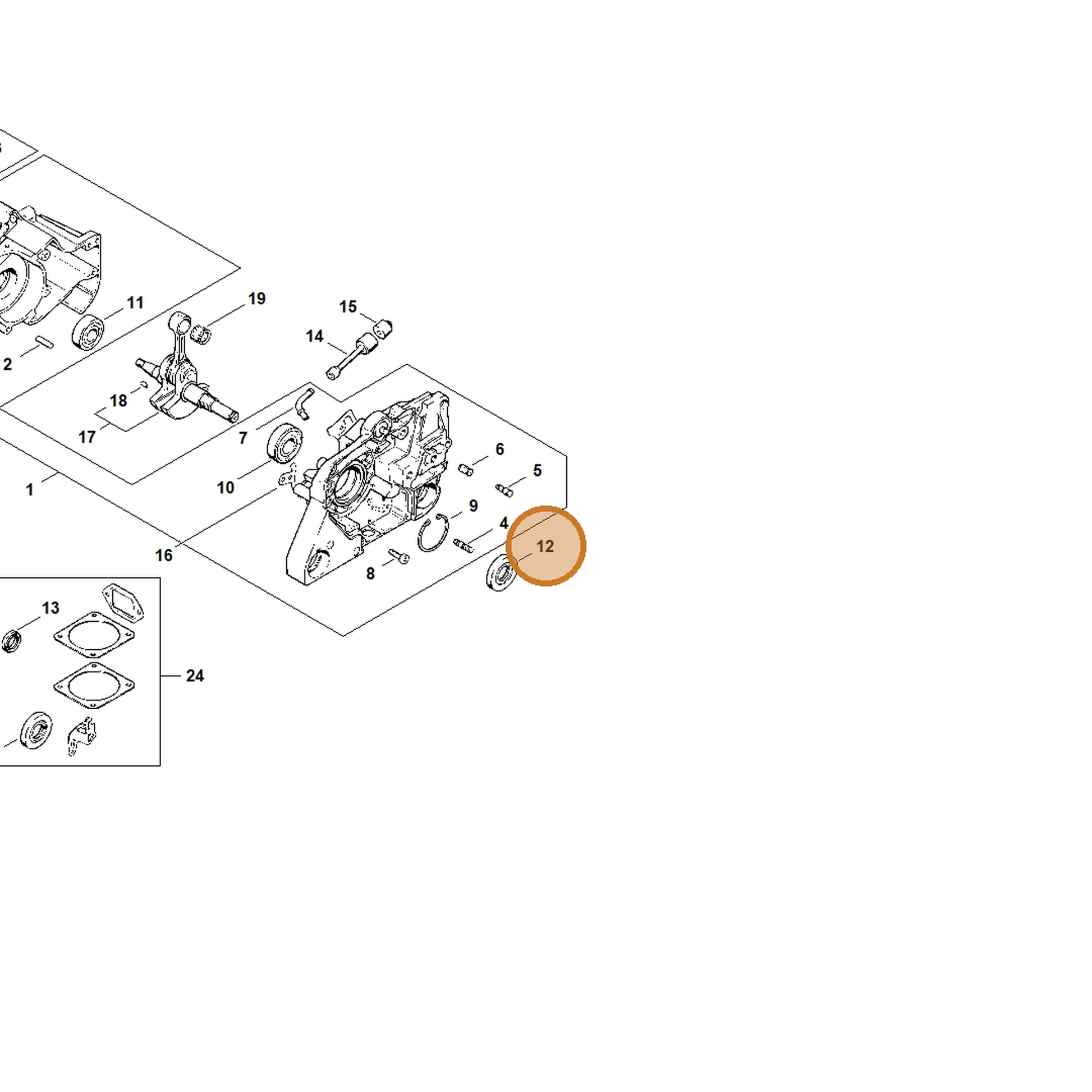 STIHL part 9640-003-1880 — IPL diagram snippet (6x zoom, amber highlight)