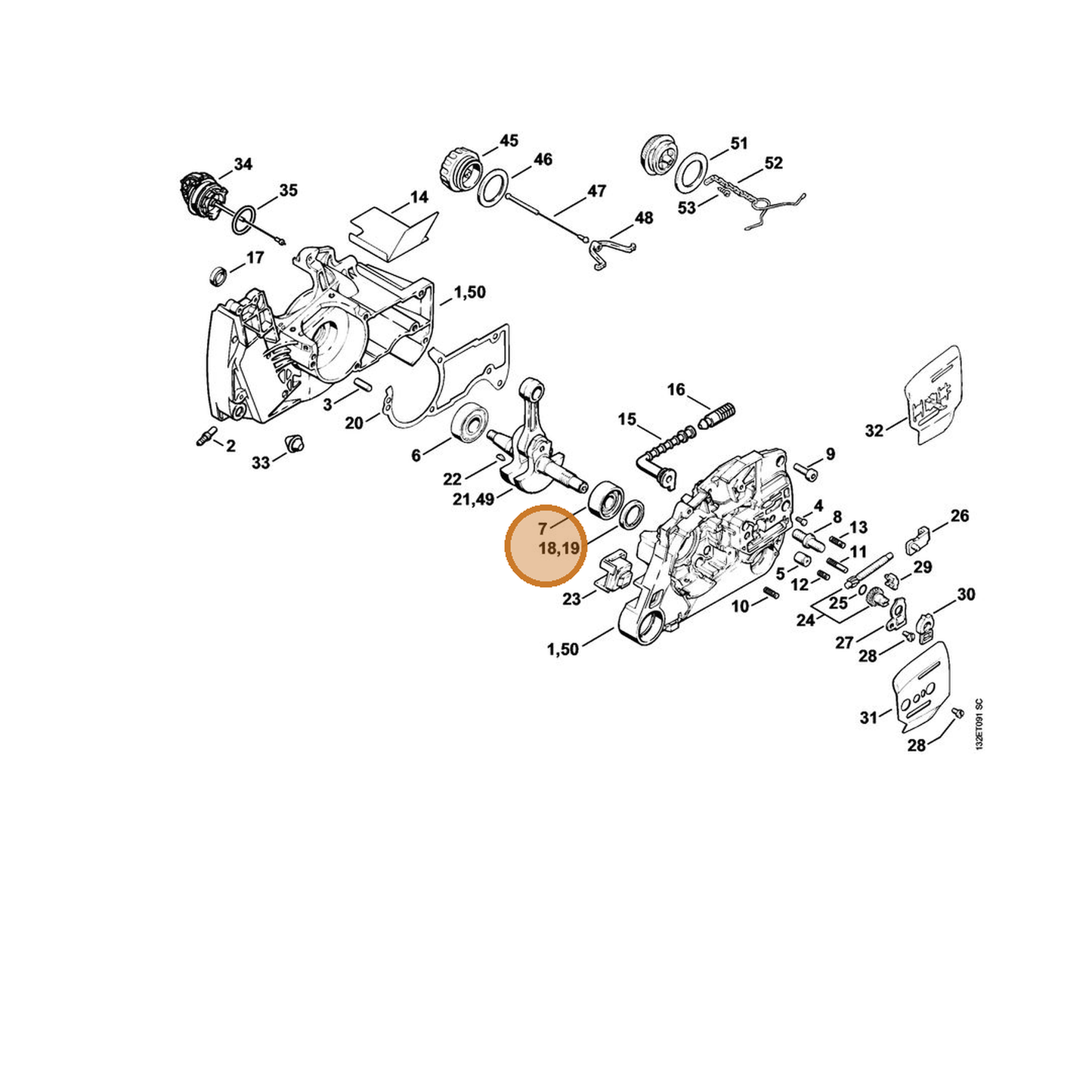 STIHL part 9640-003-1972 — IPL diagram snippet (6x zoom, amber highlight)