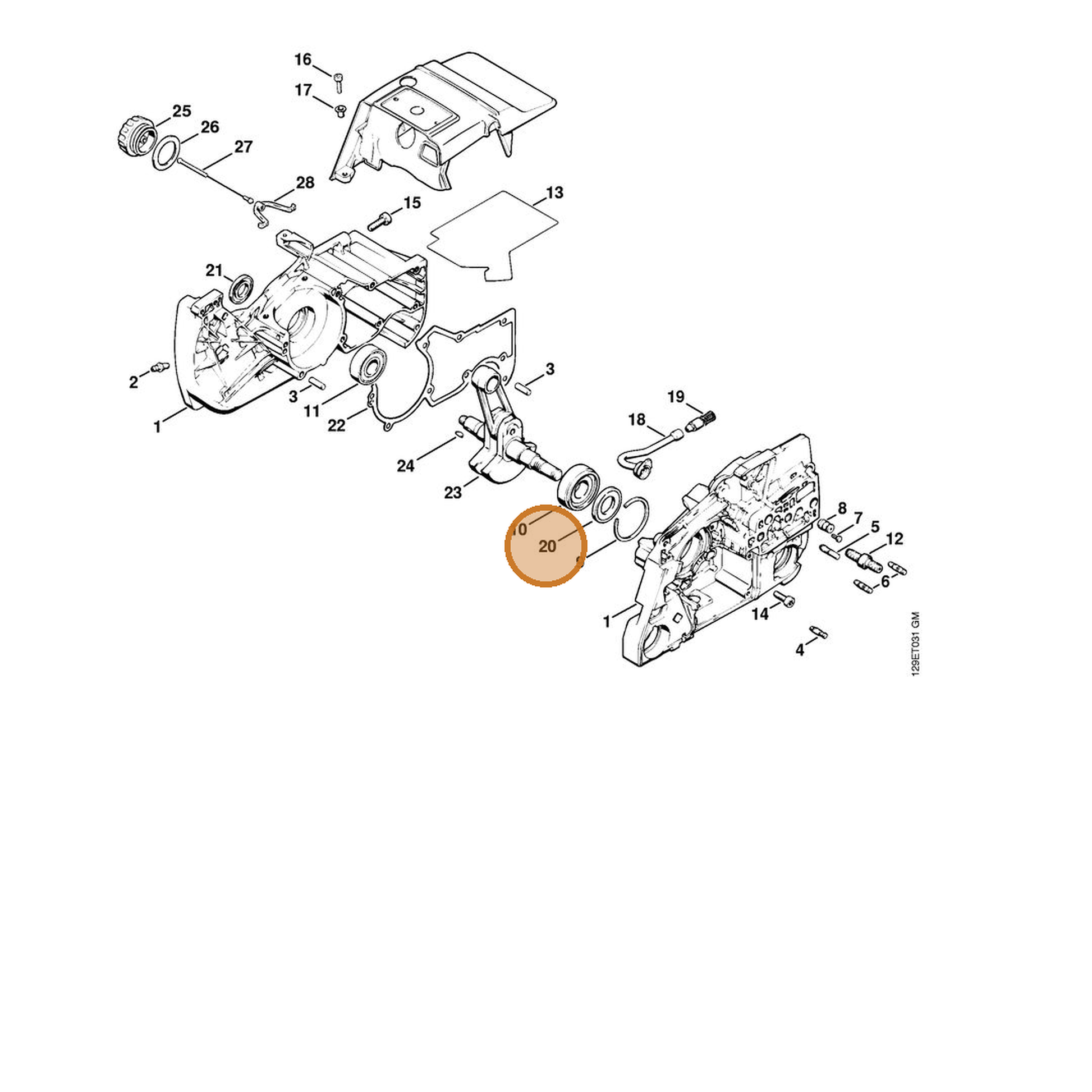 STIHL part 9640-003-2250 — IPL diagram snippet (6x zoom, amber highlight)