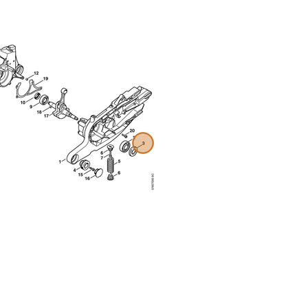 STIHL part 9640-003-2257 — IPL diagram snippet (6x zoom, amber highlight)