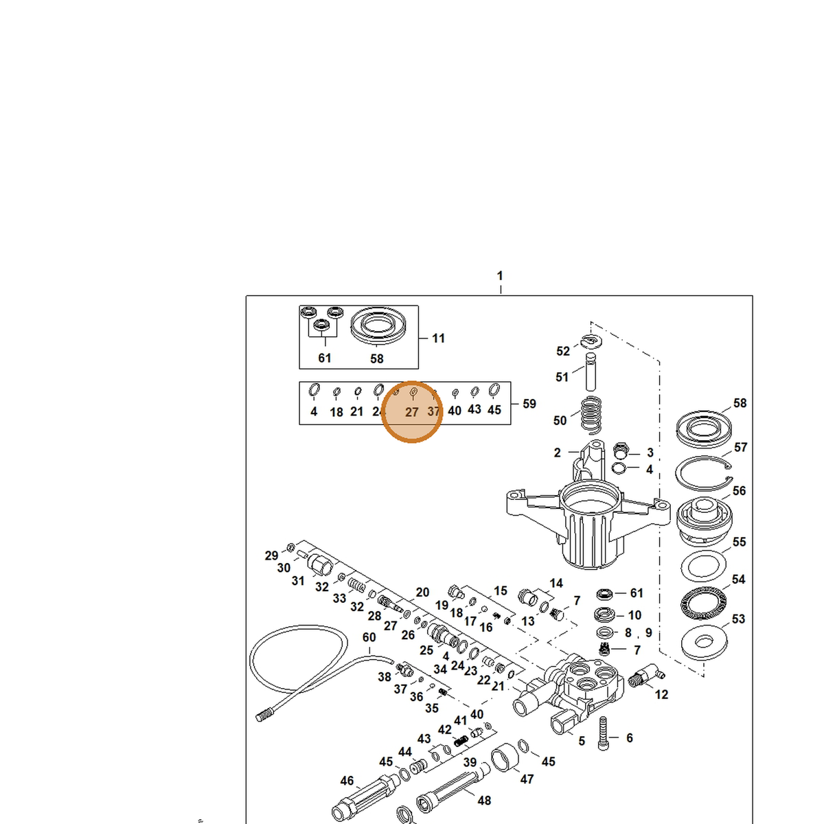 STIHL part 9645-944-7466 — IPL diagram snippet (6x zoom, amber highlight)