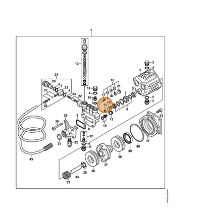STIHL part 9645-944-7470 — IPL diagram snippet (6x zoom, amber highlight)