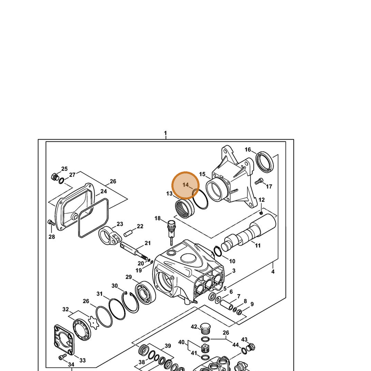 STIHL part 9645-944-8270 — IPL diagram snippet (6x zoom, amber highlight)