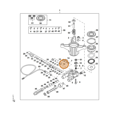 STIHL part 9645-945-1322 — IPL diagram snippet (6x zoom, amber highlight)