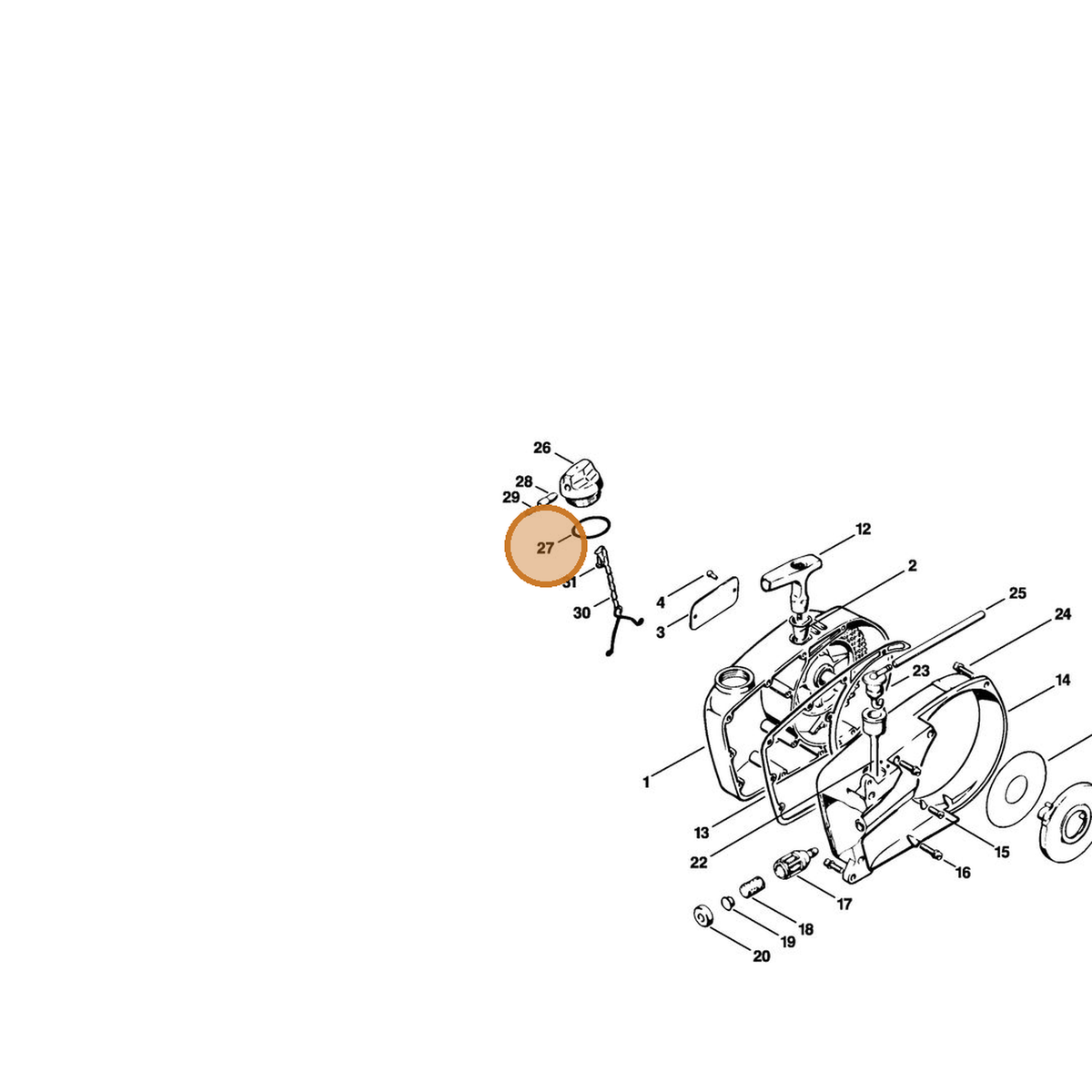 STIHL part 9645-945-2820 — IPL diagram snippet (6x zoom, amber highlight)