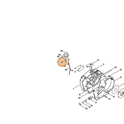 STIHL part 9645-945-2820 — IPL diagram snippet (6x zoom, amber highlight)