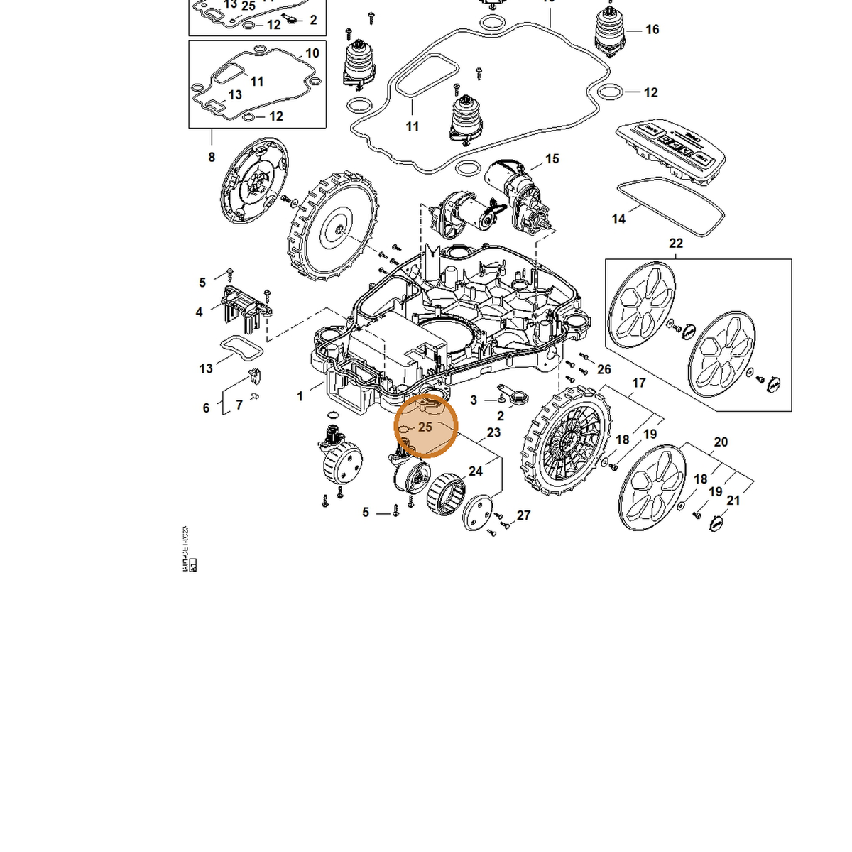 STIHL part 9645-945-3373 — IPL diagram snippet (6x zoom, amber highlight)