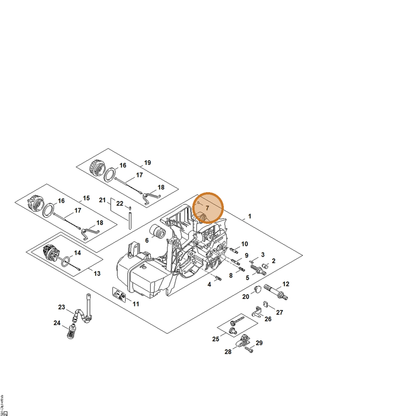 STIHL part 9645-945-7444 — IPL diagram snippet (6x zoom, amber highlight)
