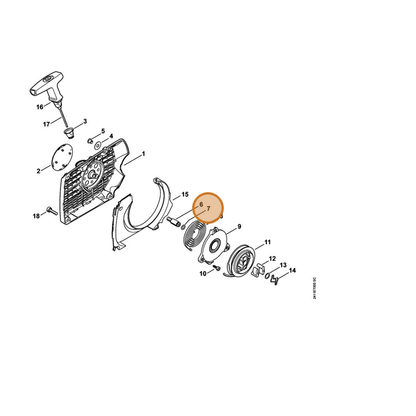 STIHL part 9645-945-7448 — IPL diagram snippet (6x zoom, amber highlight)