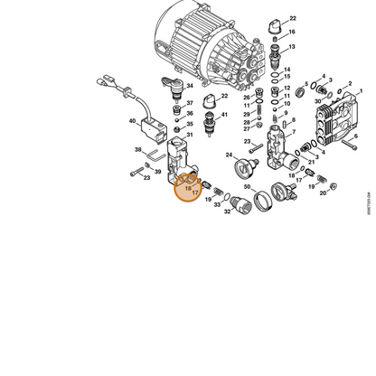 STIHL part 9645-945-7450 — IPL diagram snippet (6x zoom, amber highlight)
