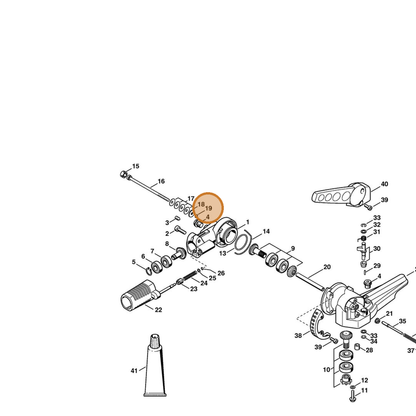 STIHL part 9645-945-7455 — IPL diagram snippet (6x zoom, amber highlight)