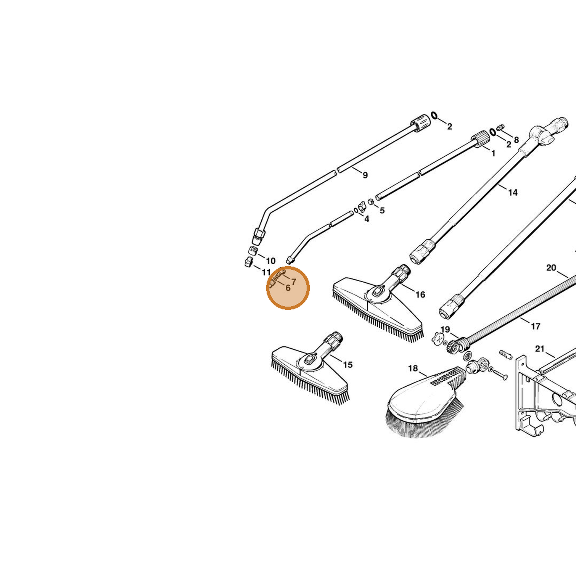 STIHL part 9645-945-7475 — IPL diagram snippet (6x zoom, amber highlight)