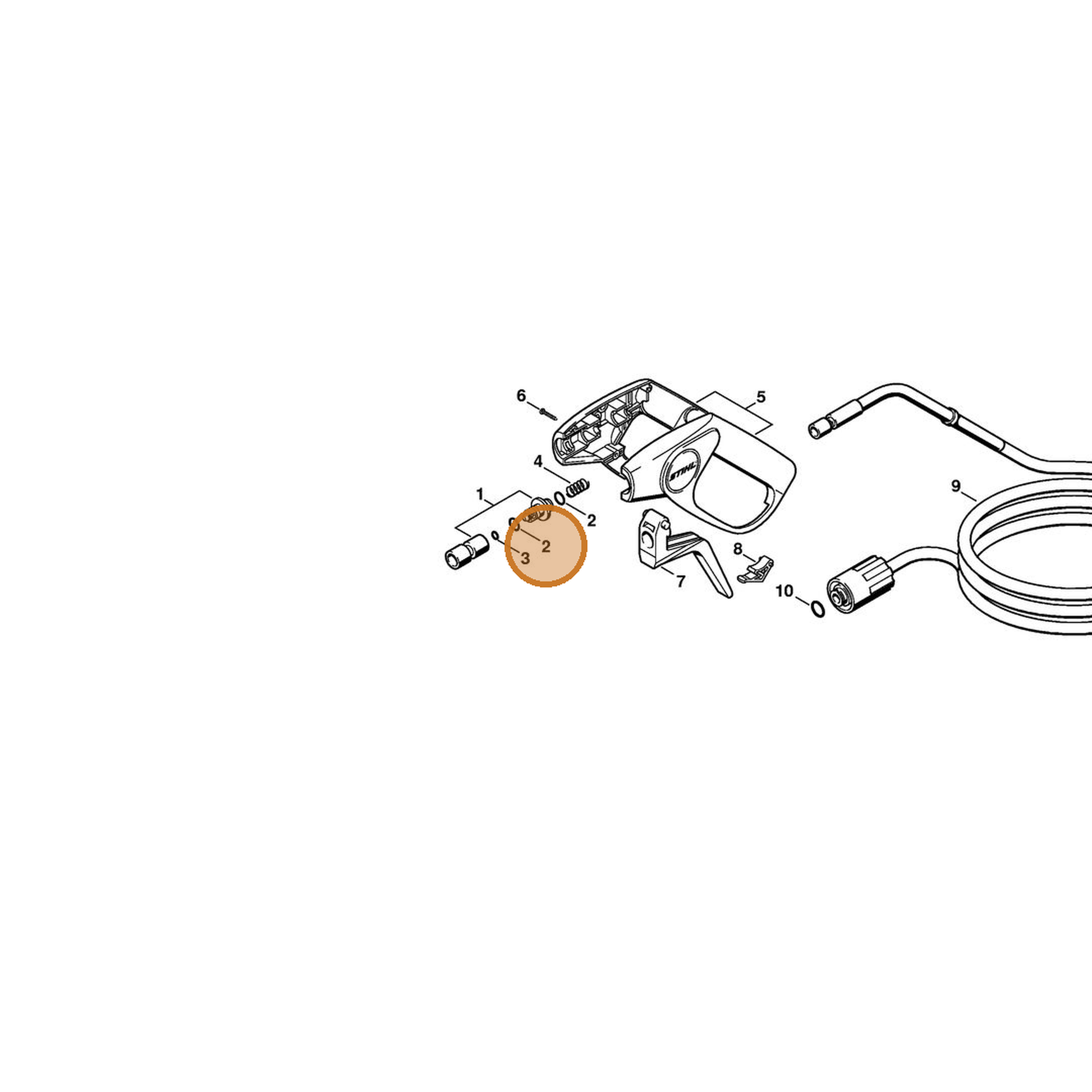STIHL part 9645-945-7480 — IPL diagram snippet (6x zoom, amber highlight)