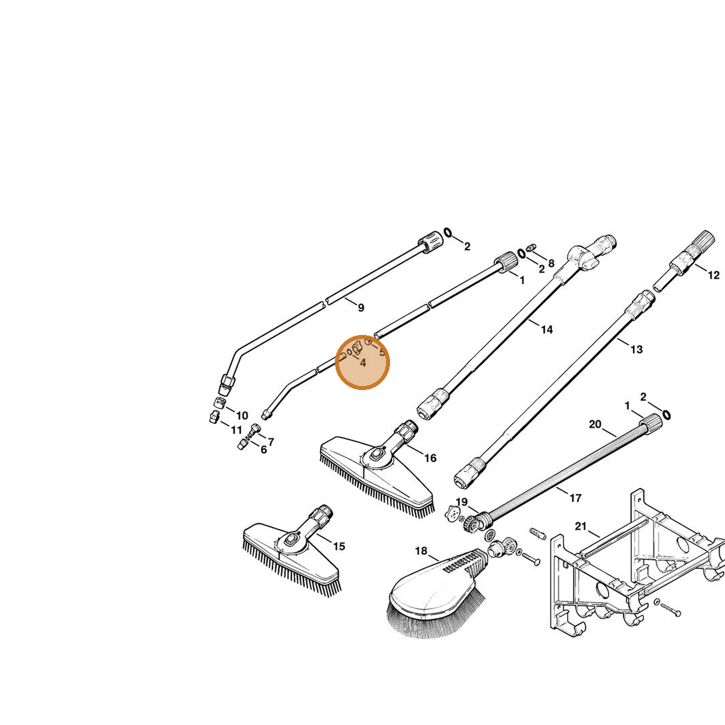 STIHL part 9645-945-7484 — IPL diagram snippet (6x zoom, amber highlight)