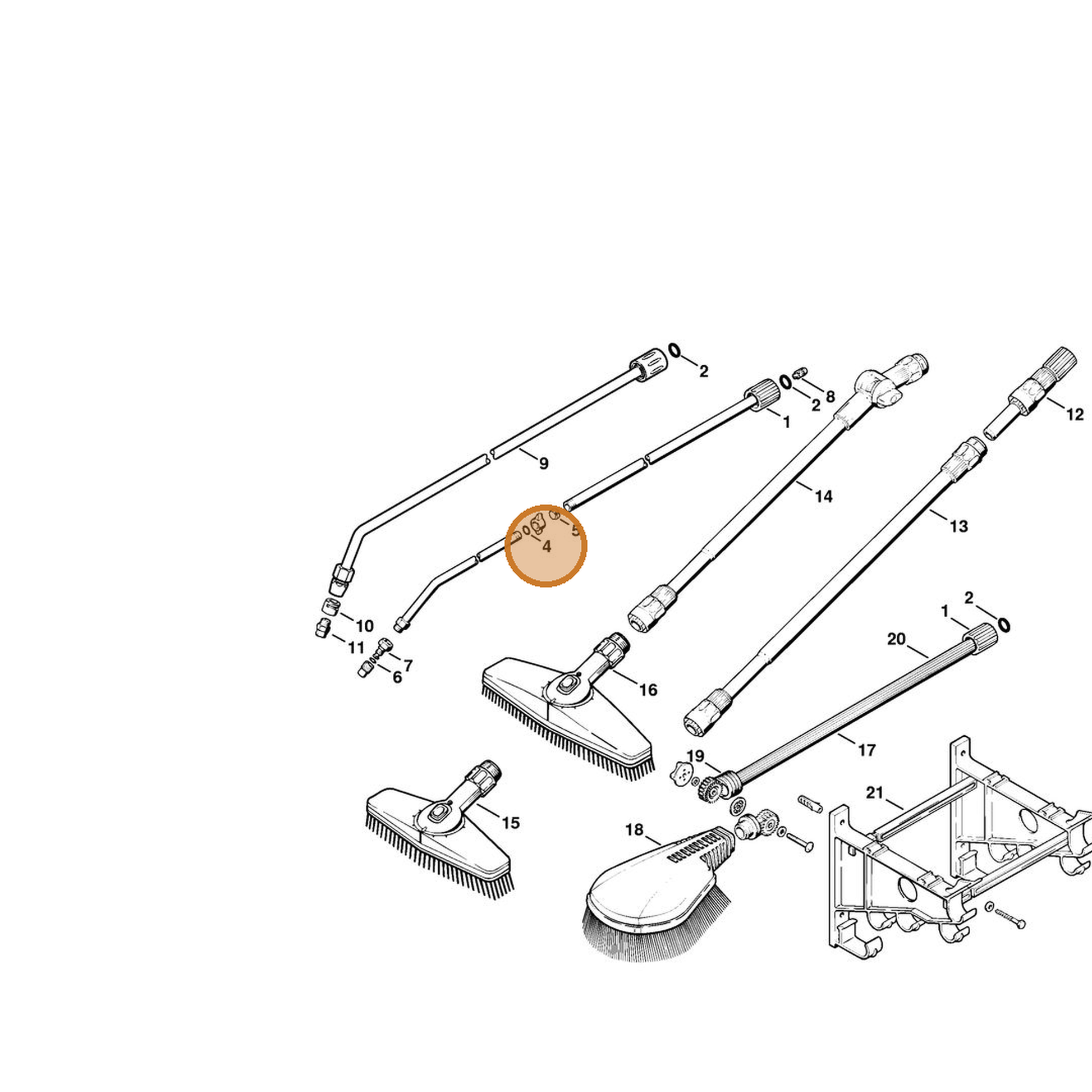 STIHL part 9645-945-7484 — IPL diagram snippet (6x zoom, amber highlight)