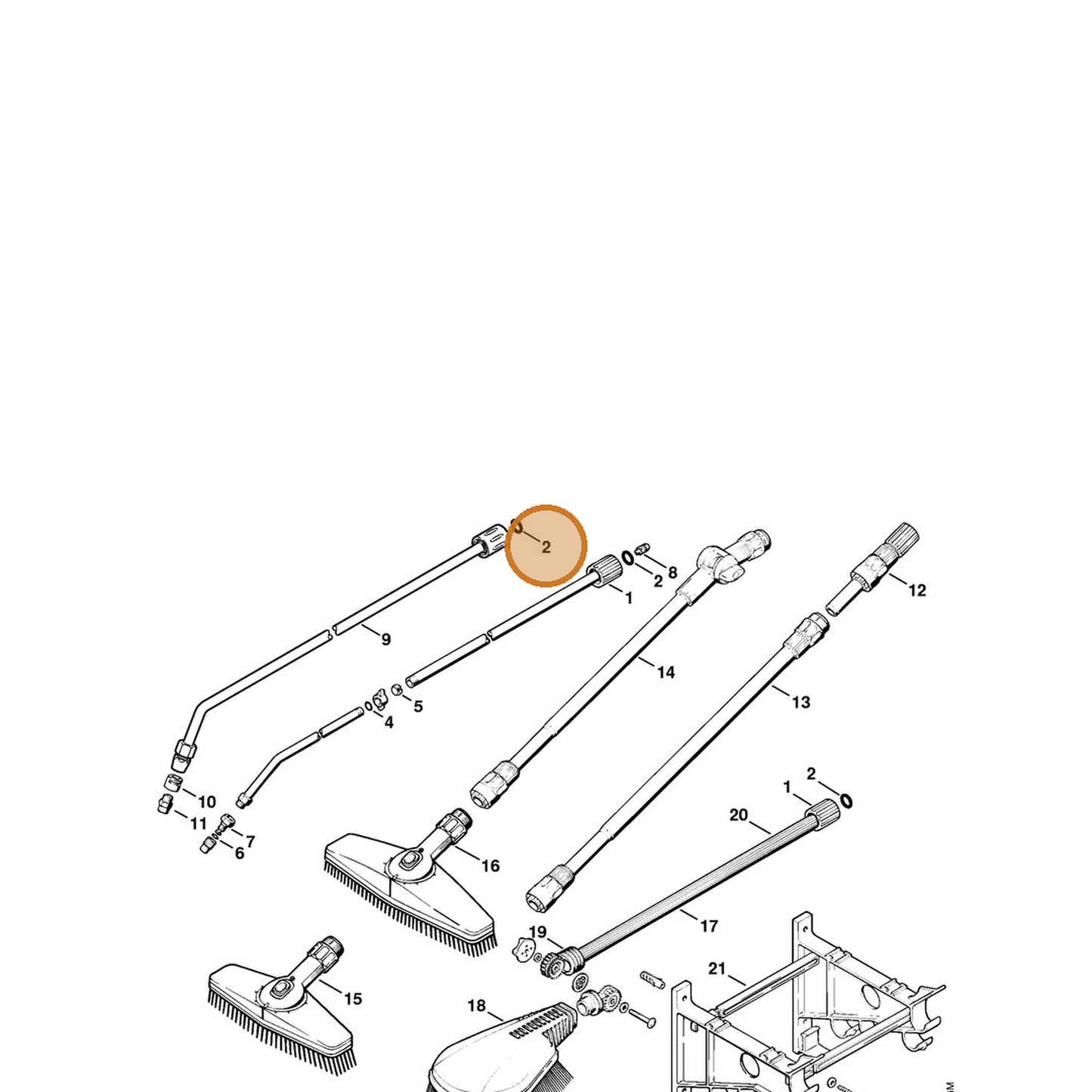 STIHL part 9645-945-7501 — IPL diagram snippet (6x zoom, amber highlight)