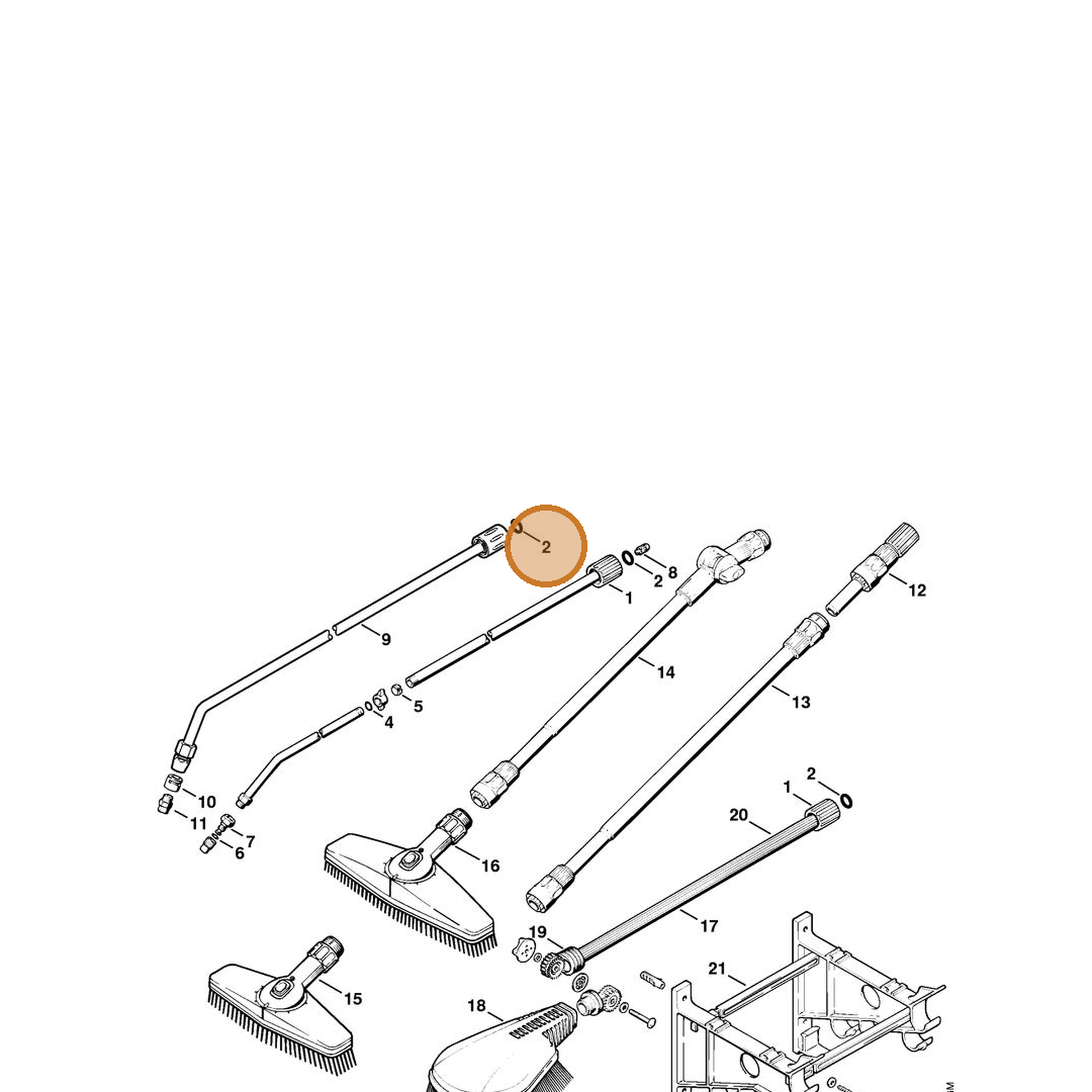 STIHL part 9645-945-7501 — IPL diagram snippet (6x zoom, amber highlight)