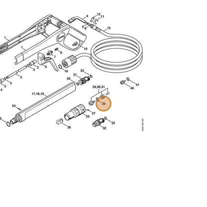 STIHL part 9645-945-7504 — IPL diagram snippet (6x zoom, amber highlight)