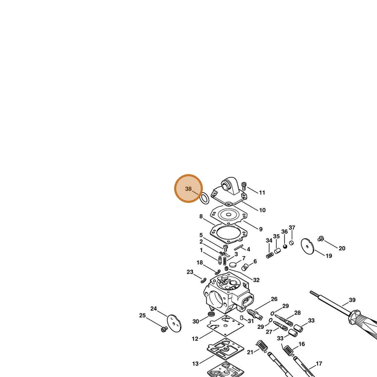 STIHL part 9645-945-7505 — IPL diagram snippet (6x zoom, amber highlight)