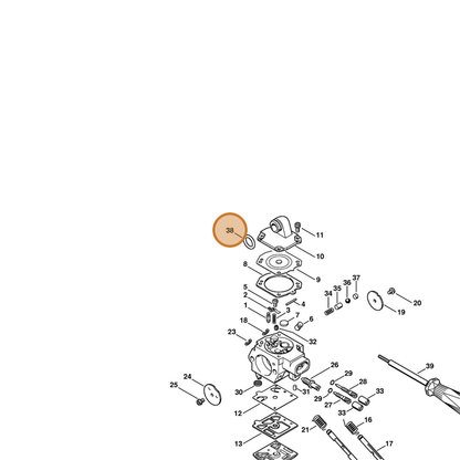 STIHL part 9645-945-7505 — IPL diagram snippet (6x zoom, amber highlight)