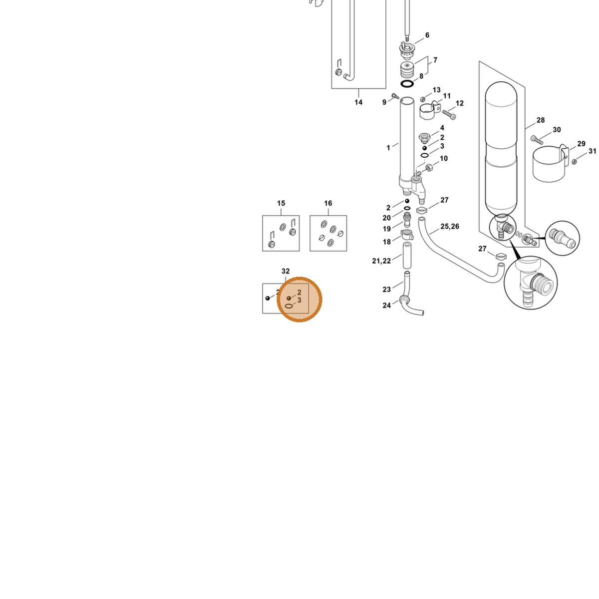 STIHL part 9645-945-7540 — IPL diagram snippet (6x zoom, amber highlight)