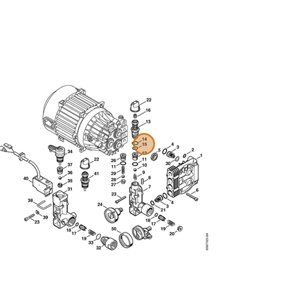 STIHL part 9645-945-7542 — IPL diagram snippet (6x zoom, amber highlight)