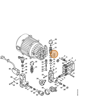 STIHL part 9645-945-7564 — IPL diagram snippet (6x zoom, amber highlight)