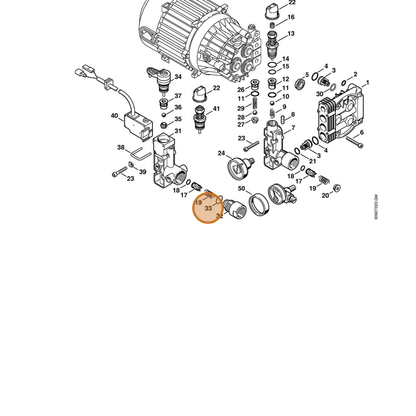 STIHL part 9645-945-7641 — IPL diagram snippet (6x zoom, amber highlight)