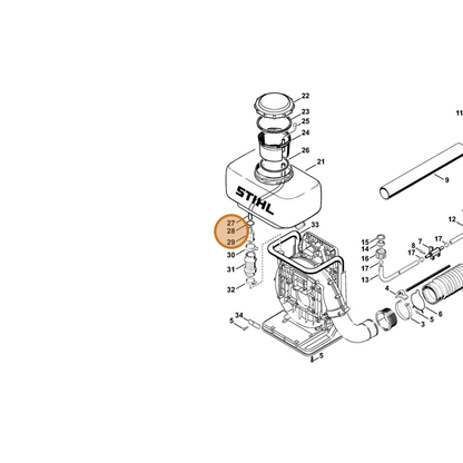 STIHL part 9645-945-7700 — IPL diagram snippet (6x zoom, amber highlight)