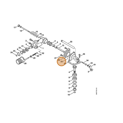 STIHL part 9645-945-7845 — IPL diagram snippet (6x zoom, amber highlight)