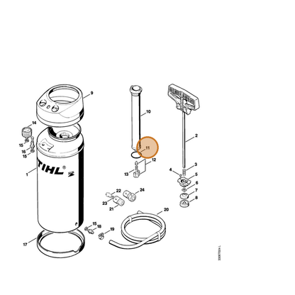 STIHL part 9645-945-8024 — IPL diagram snippet (6x zoom, amber highlight)