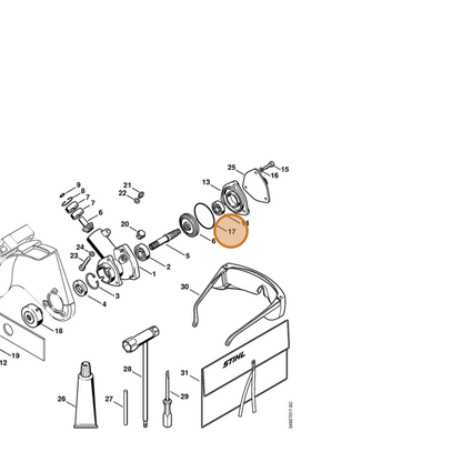 STIHL part 9645-945-8182 — IPL diagram snippet (6x zoom, amber highlight)