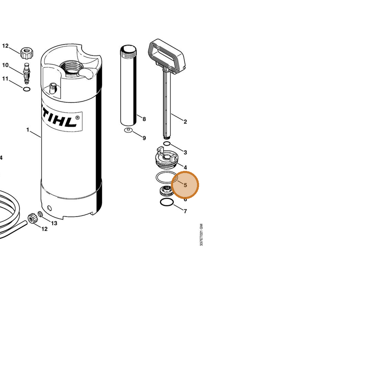 STIHL part 9645-945-8240 — IPL diagram snippet (6x zoom, amber highlight)