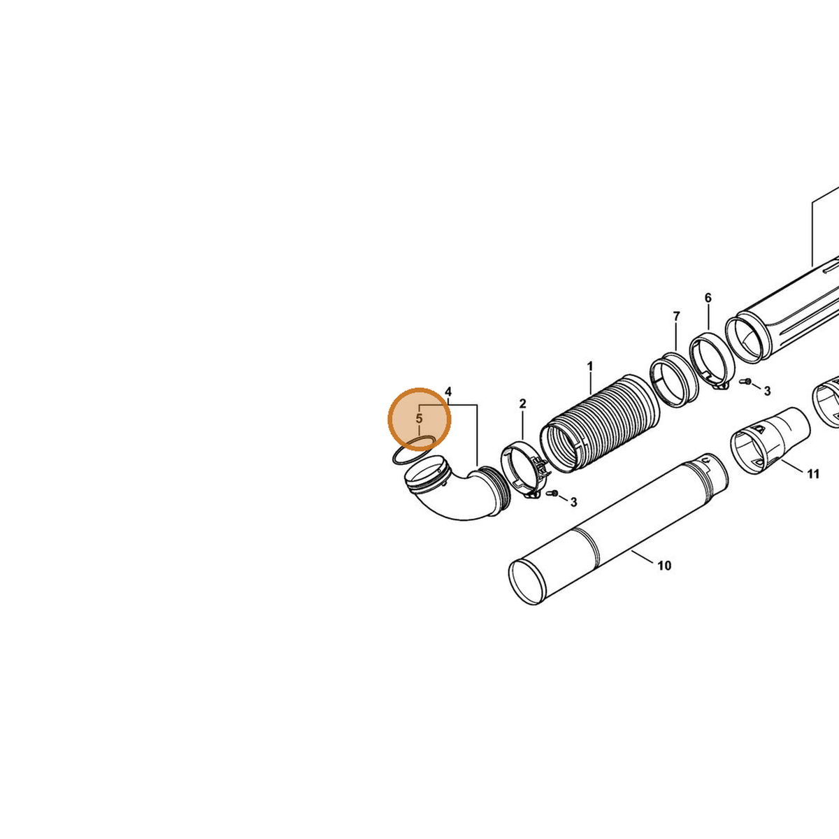 STIHL part 9645-945-8821 — IPL diagram snippet (6x zoom, amber highlight)